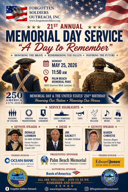21st Annual Day to Remember Memorial Day Service - 250th Anniversary of American Revolution